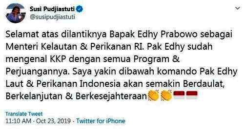 Cuitan Susi Pudjiastuti.