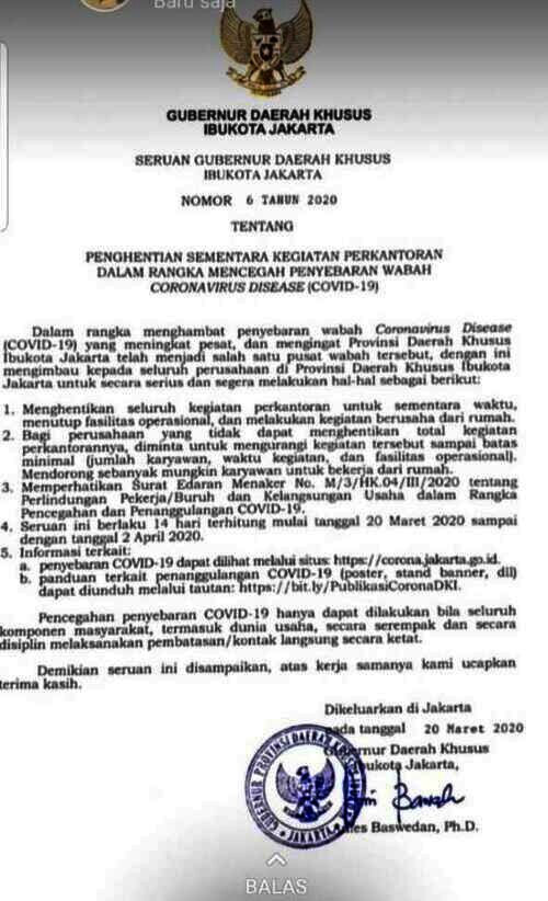 Surat Seruan Gubernur DKI Jakarta
