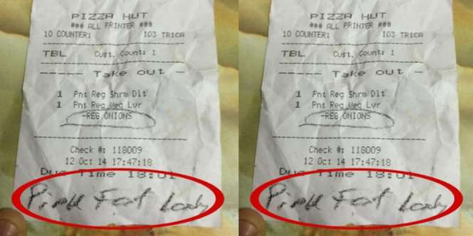 Wanita Tambun Murka Terima `Bon Hinaan` Pizza Hut