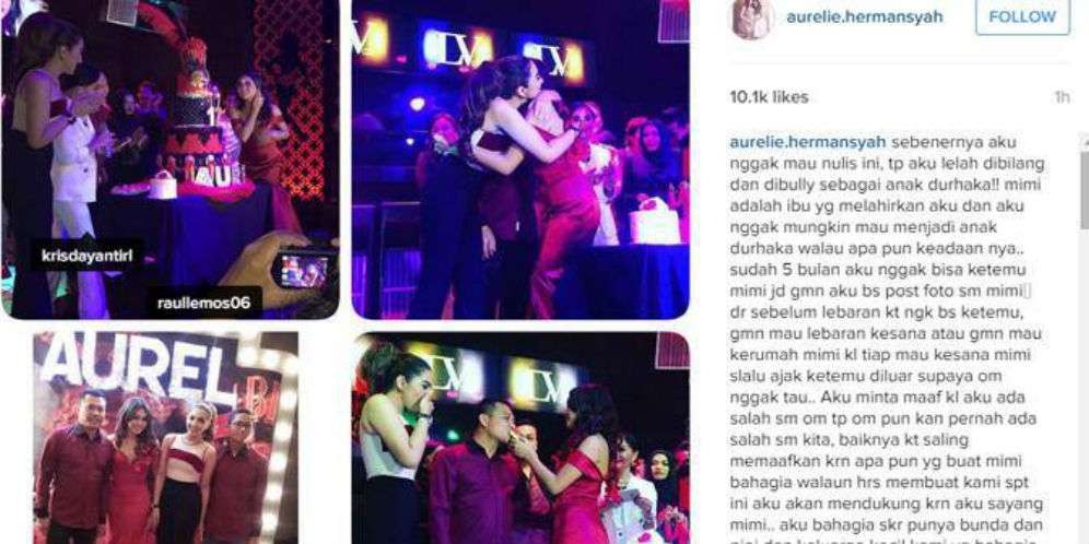 Curhatan Aurel di Instagram