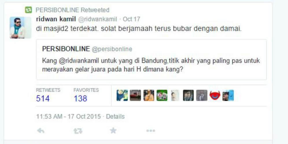 Persib Mau Rayakan Kemenangan Piala Presiden 2015 di Masjid?