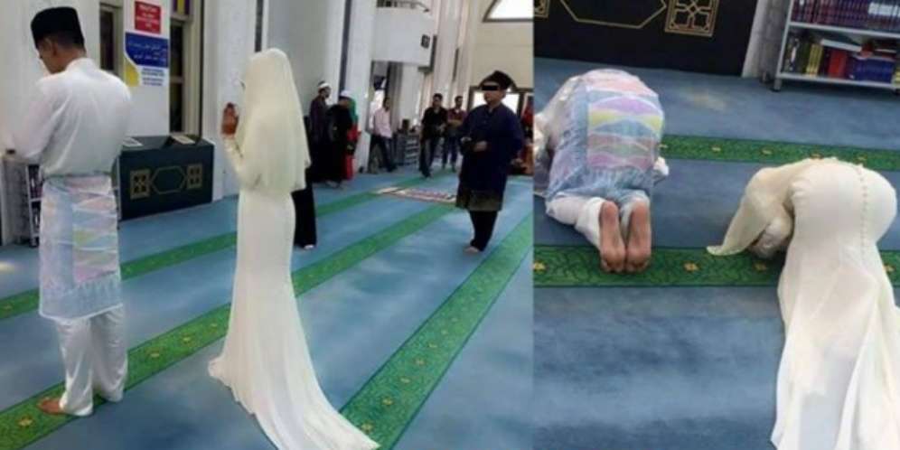 Foto Pengantin Wanita Salat Gegerkan Jagat Maya