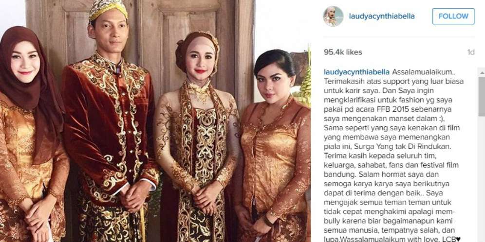 Penjelasan Laudya Cynthia Bella Soal Gaun 'Transparan'