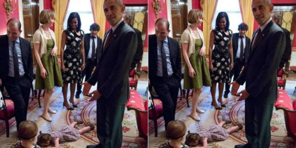 Lucunya Anak Kecil Mengamuk di Depan Presiden Obama