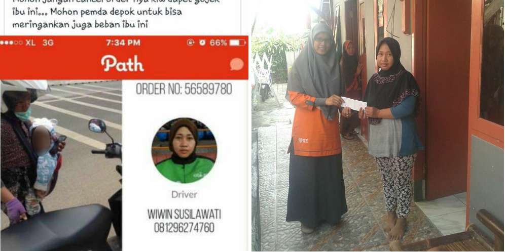 Mengharukan, Driver GoJek Bawa Anak Narik Penumpang