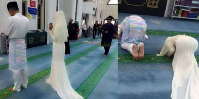 Foto Pengantin Wanita Salat Gegerkan Jagat Maya
