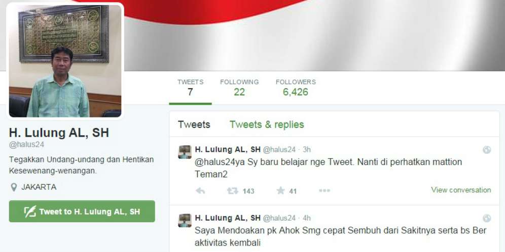 Bikin Akun Twitter, Haji Lulung Langsung Kena Bully