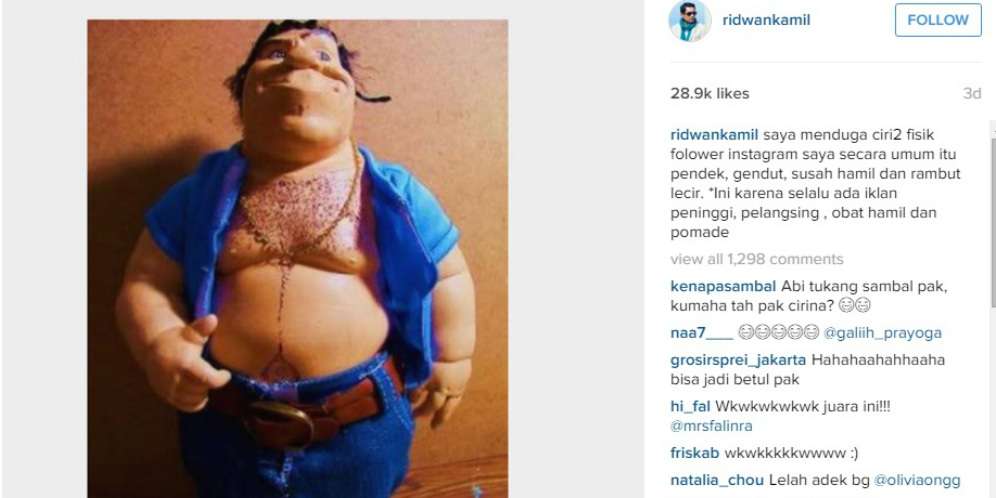 Ciri-ciri Followers Ridwan Kamil: Pendek, Gendut, Susah Hamil