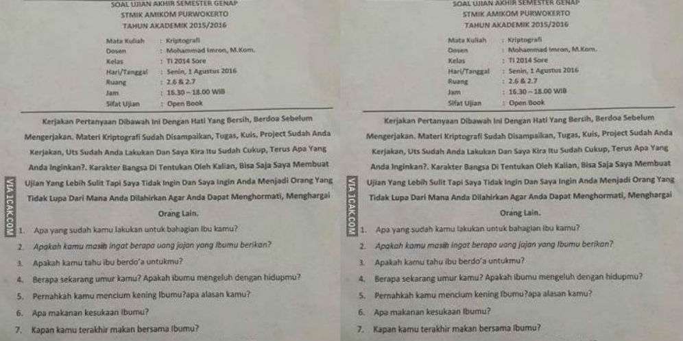 Daftar Pertanyaan yang Menyentuh Hati