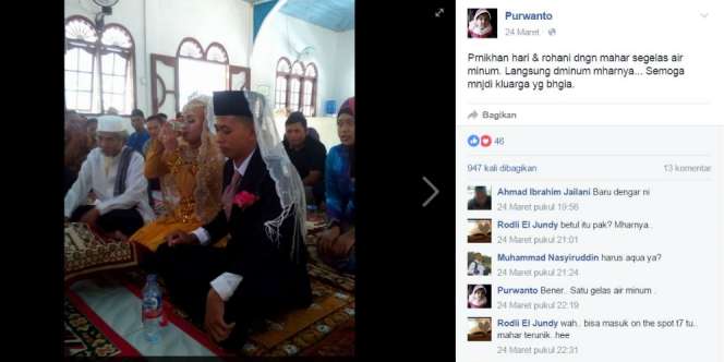Mahar Nikah Segelas Air Putih, Pasangan di Aceh Bikin Haru