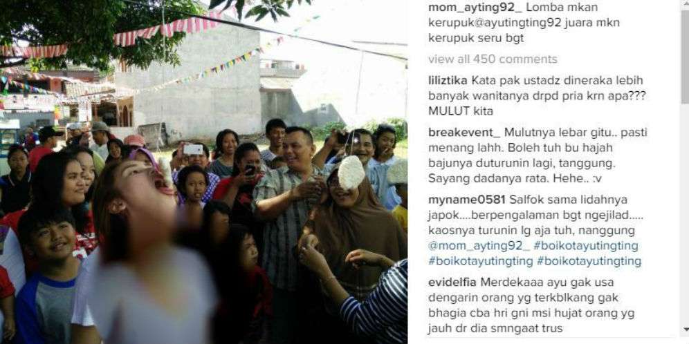 Foto Ayu Ting Ting Lomba Makan Kerupuk Dihujat Netizen