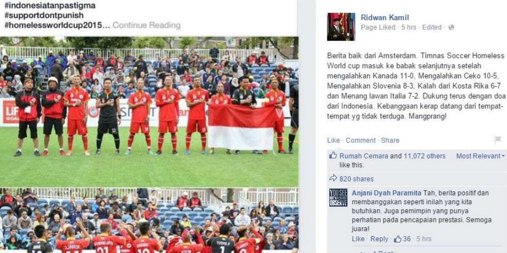 Timnas Indonesia Melaju di `Homeless World Cup 2015`