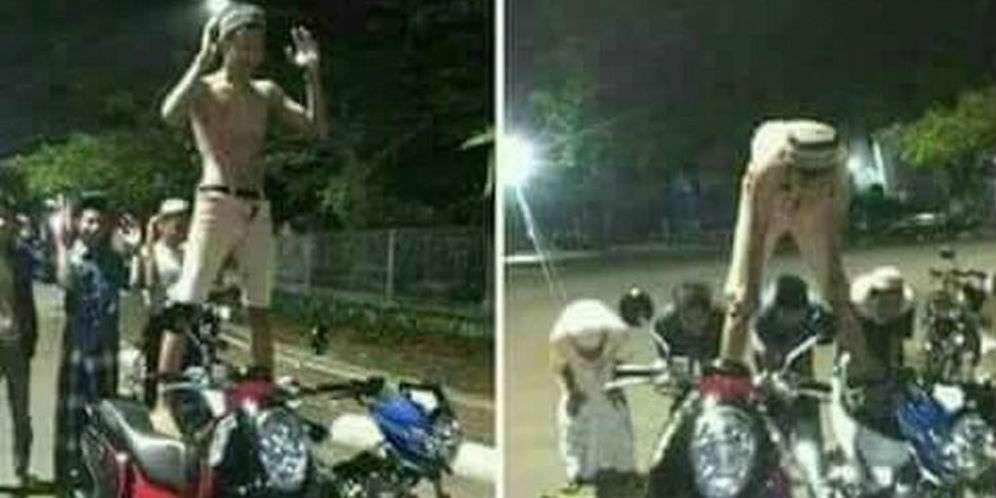 Remaja Lecehkan Sholat dengan 'Ngangkang' di Atas Motor