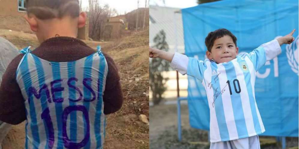 Messi Akhirnya Beri Kostum Buat Bocah Jersey Kresek