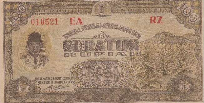 Uang Kertas Rp100  Keluaran Tahun 1948