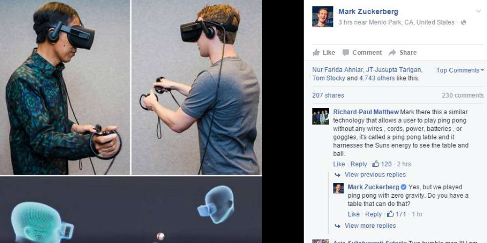 Heboh Jokowi Diajak Zuckerberg Main `Pingpong Digital`