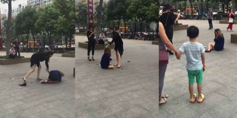 Sosmed Heboh Istri Hajar Selingkuhan Suami di Taman Kota