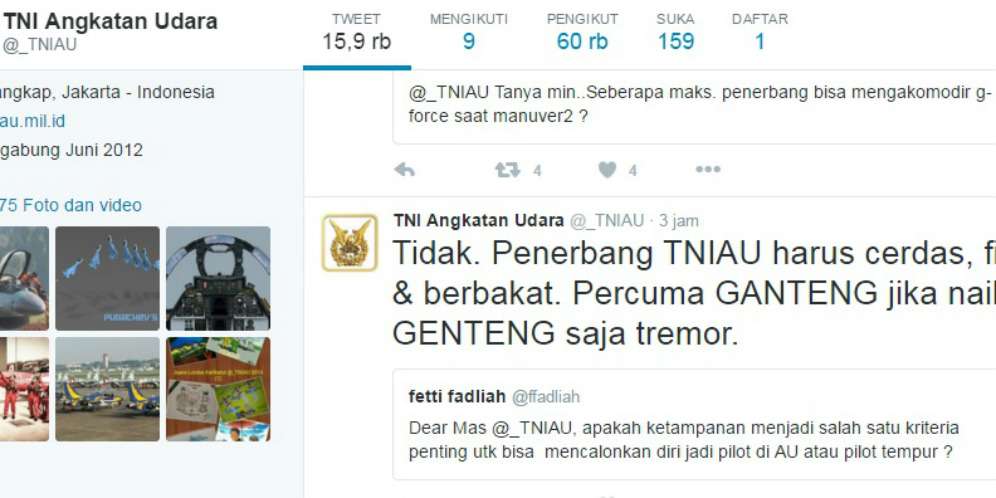 Kicaun Akun Twitter TNI AU yang Tak Kalah Kocak
