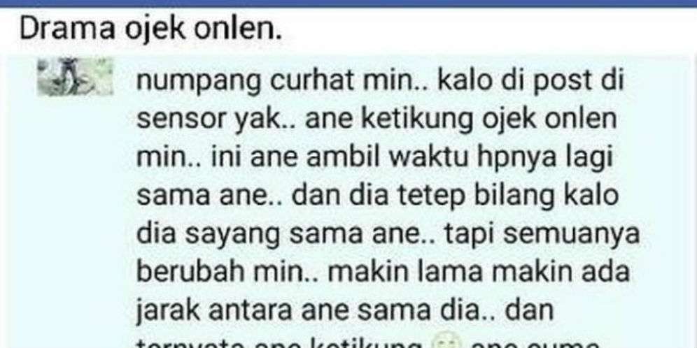 Curhat Pacar 'Ditikung' Sopir Ojek Online