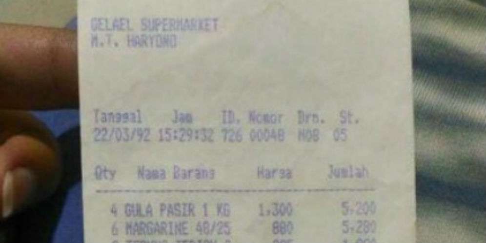 Foto Struk Belanja Tahun 1992 Viral, Netizen Heboh