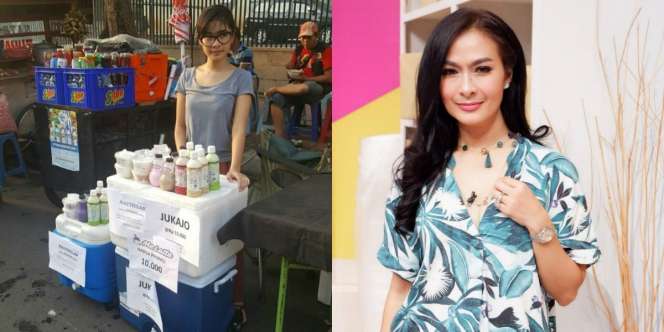 Anak Iis Dahlia Jualan Puding di Pinggir Jalan