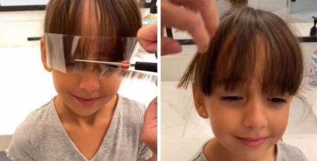 Lihat video potong poni anak pakai selotip