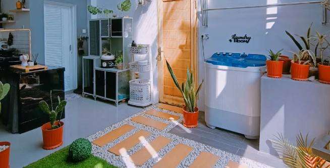 Dapur, Taman dan Laundry Room Jadi Satu Tapi Estetik