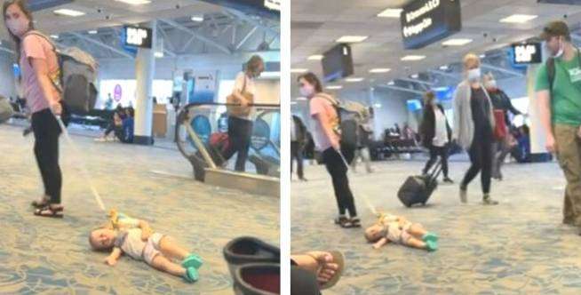 Video Balita Ditarik Tali di Bandara Tuai Pro Kontra