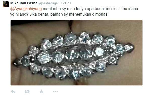 Cincin Ibu Negara Iriana Jokowi Ditemukan di Monas Cincin Ibu Negara Iriana Jokowi Ditemukan di Monas