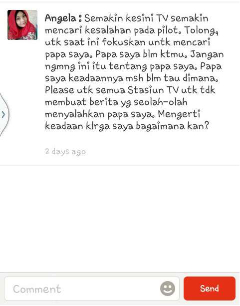 Ayah Disalahkan, Ini Curahan Hati Putri Pilot AirAsia