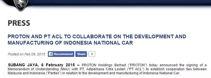 Siapa Klaim Mobnas Proton, Malaysia atau Indonesia?