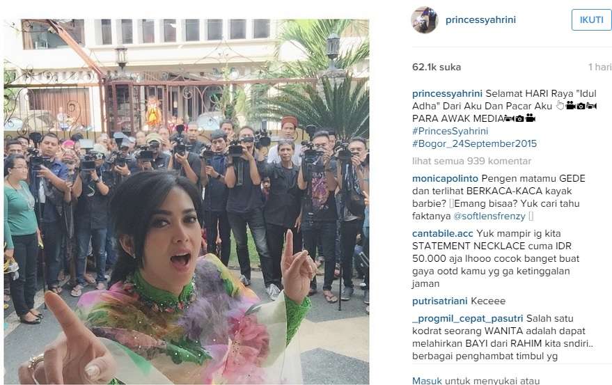 Syahrini Kenalkan Pacar Lewat Instagram