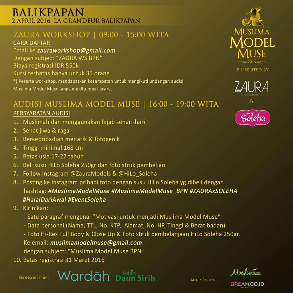 Zaura Models: Gelar Workshop Muslima Model di Balikpapan