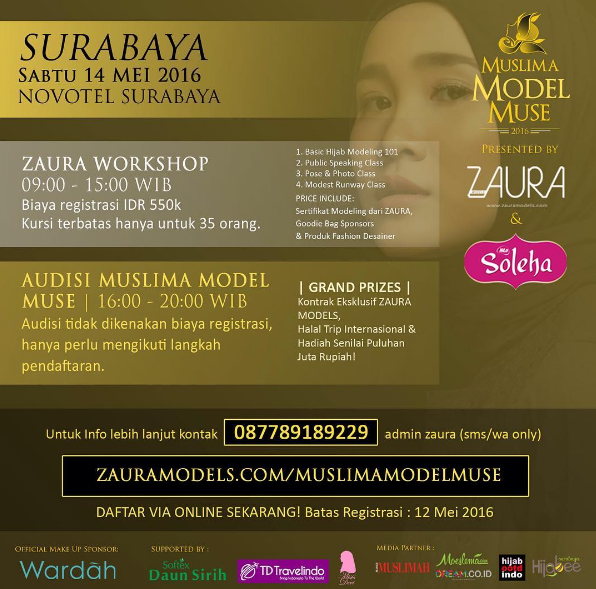 Zaura Models: Muslima Model Muse 2016 Hadir di Surabaya
