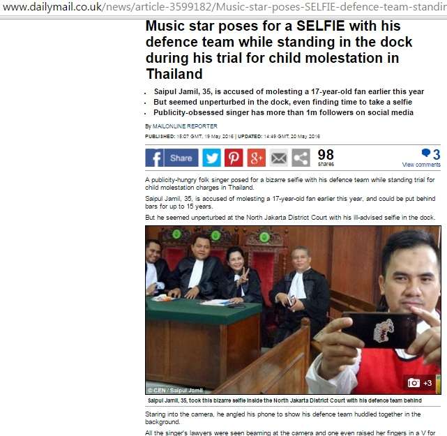 Diberitakan Media Online Inggris, Saipul Jamil Bangga