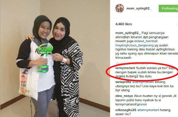Ibunda Ayu Ting Ting Ditagih Utang di Sosmed