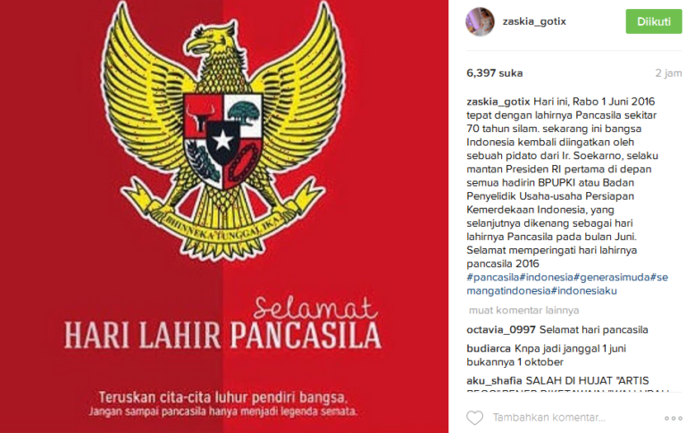 Salah Tulis Usia Pancasila, Zaskia Gotik Dibully Lagi