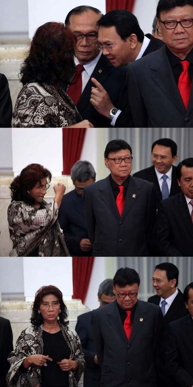 Menteri Susi kepalkan tangan ke Ahok