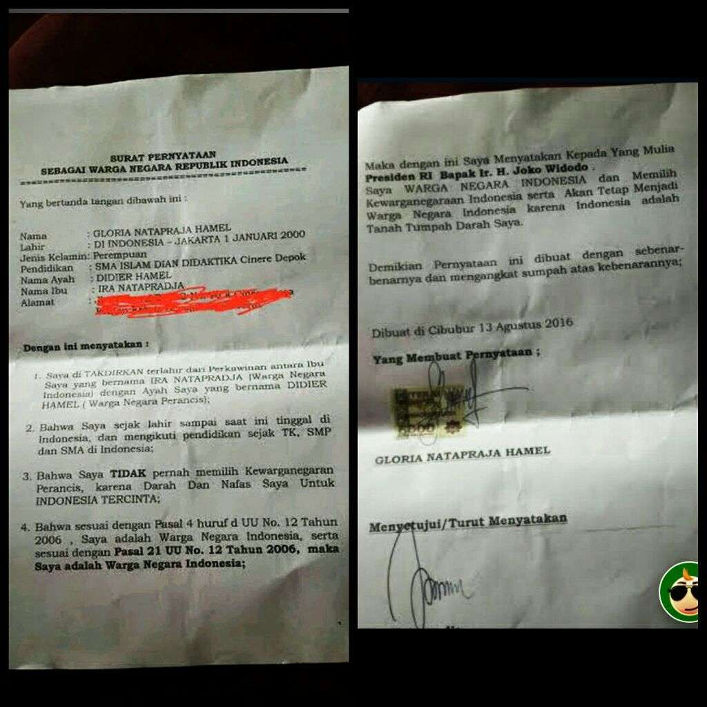 Surat Gloria untuk Jokowi