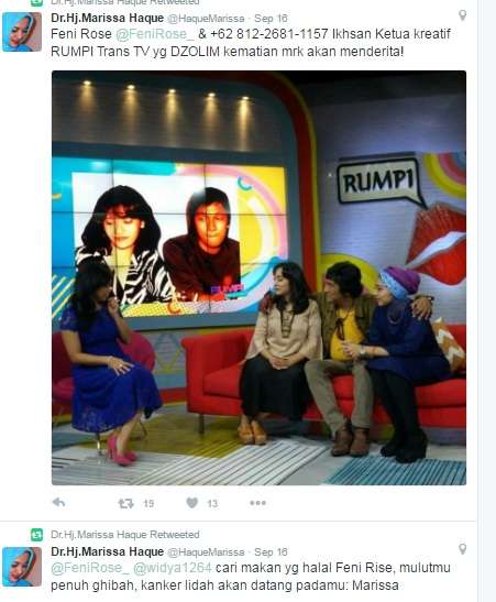 Unggahan twitter Marissa Haque Unggahan twitter Marissa Haque