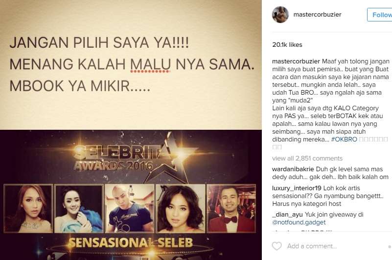 unggahan Deddy Corbuzier