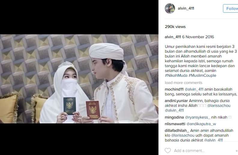 Unggahan Larissa dan Alvin