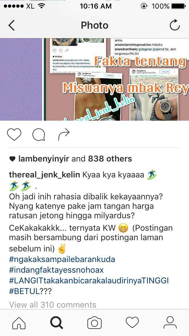 Unggahan akun Jenk Kelin