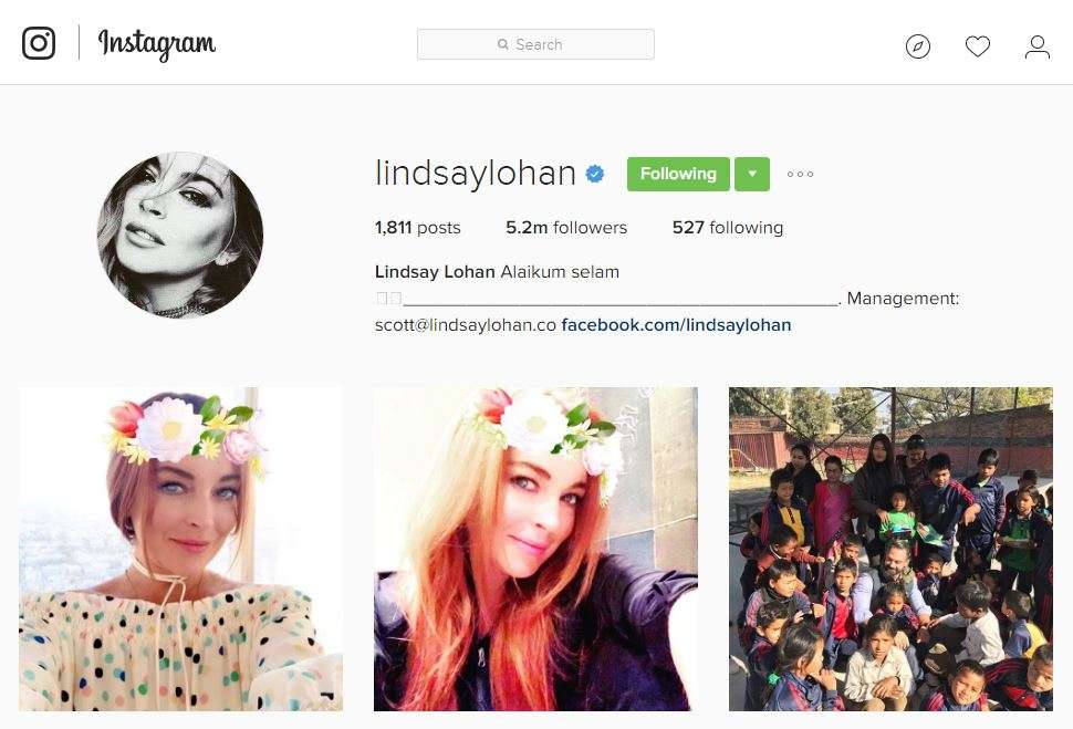 Instagram Lindsay Lohan