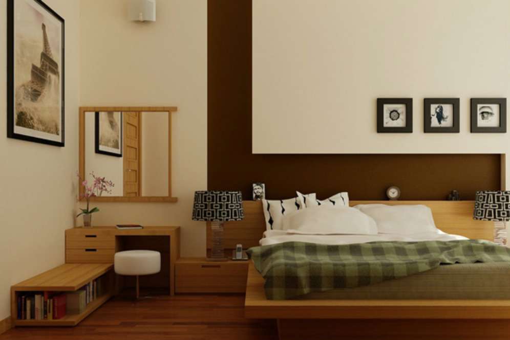 Kamar tidur ala Zen warna cokelat