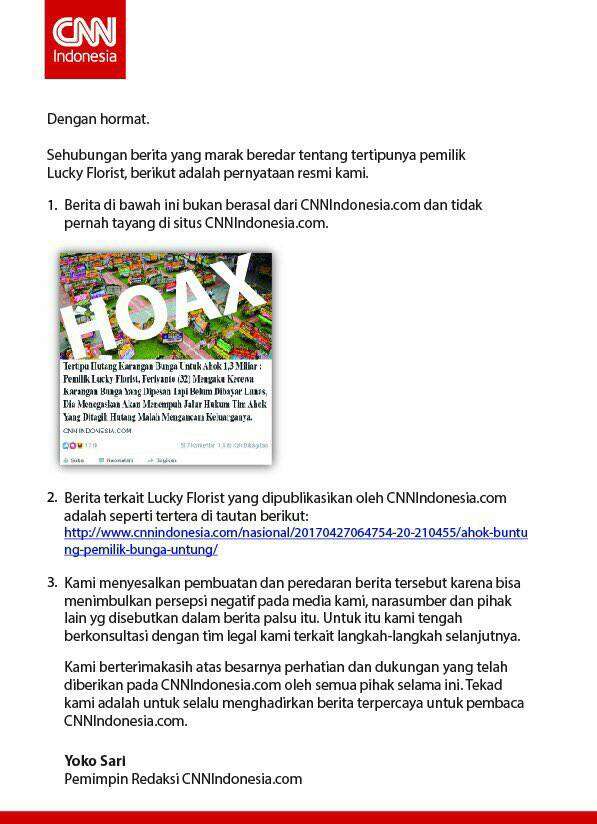 Klarifikasi CNNIndonesia