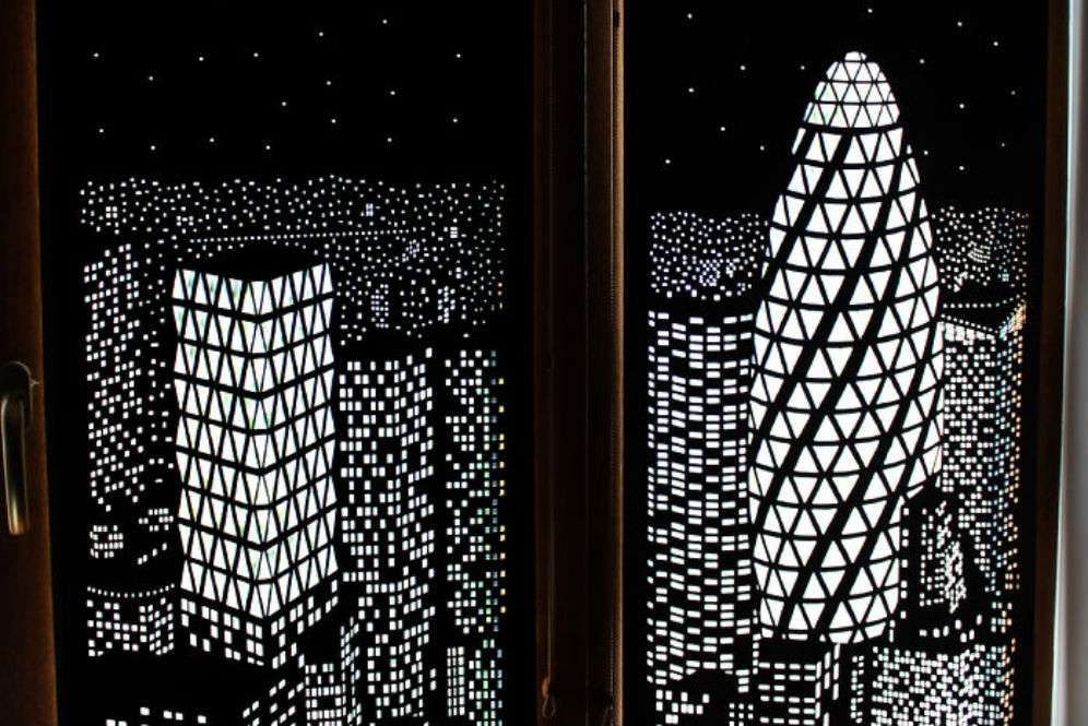 Tirai hitam berpola gedung Tirai hitam berpola gedung