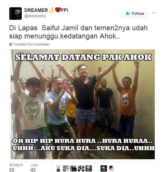 Meme jelang di sel-nya Ahok Meme jelang di sel-nya Ahok