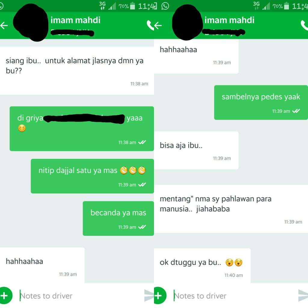 Percakapan Driver Online