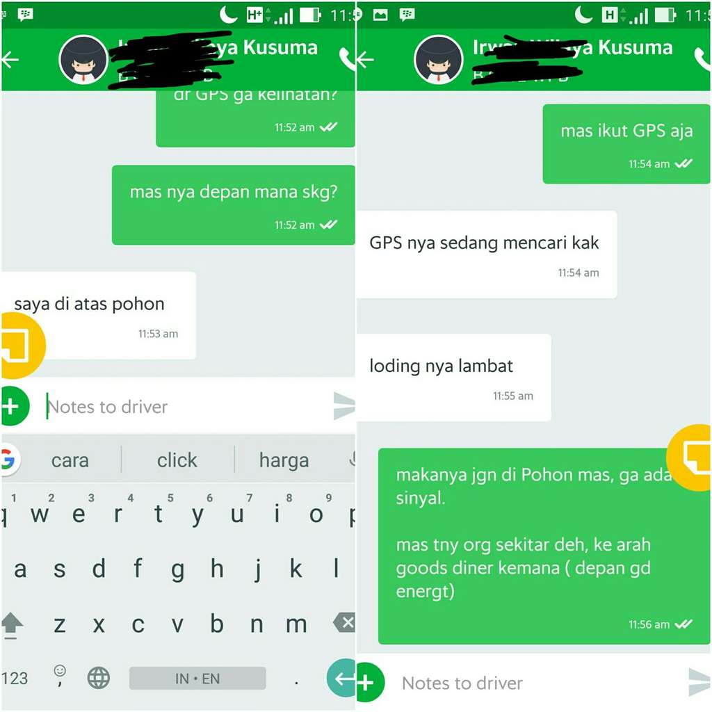 Percakapan Driver Online